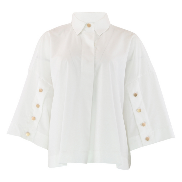 CONTINUE - SKJORTE - KLARA 15122 - WHITE/GOLD BUTTONS