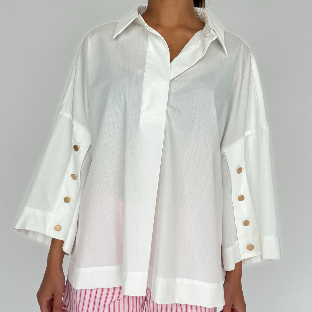 CONTINUE - SKJORTE - KLARA 15122 - WHITE/GOLD BUTTONS