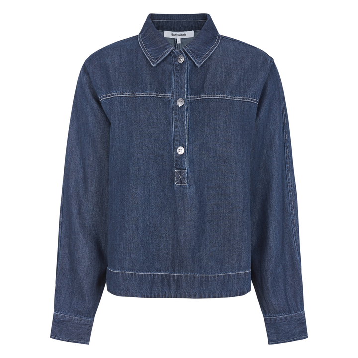 SOFT REBELS - SKJORTE - PORTIA SR525-806 - DARK BLUE DENIM
