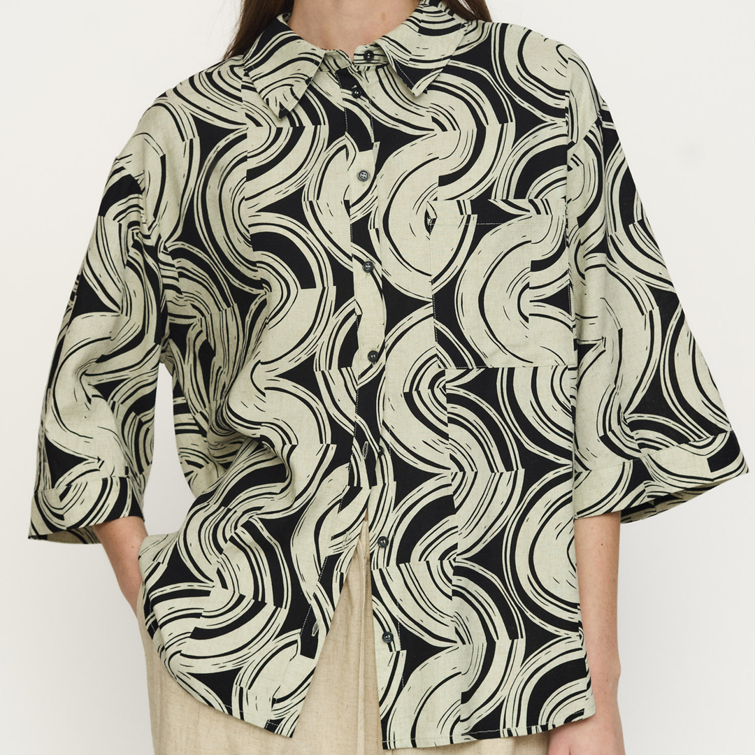 SOFT REBELS - SKJORTE - EDIE SR326-714 - GRAPHIC BLACK
