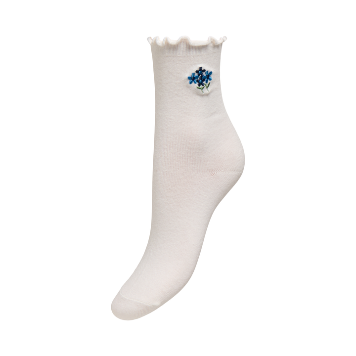 ONLY - STRØMPE - MINA 15383453 - CLOUD DANCER/EMB. FLOWERS