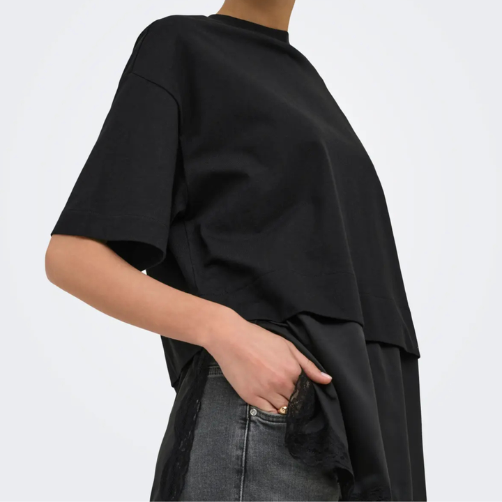 ONLY - T-SHIRT - MEXA LACE 15382176 - BLACK