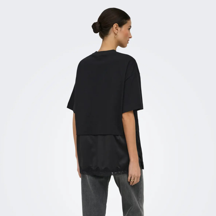 ONLY - T-SHIRT - MEXA LACE 15382176 - BLACK