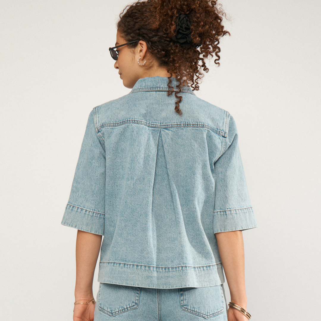 NÜMPH - DENIM SKJORTE - MALAGA 706863 - LIGHT BLUE DENIM