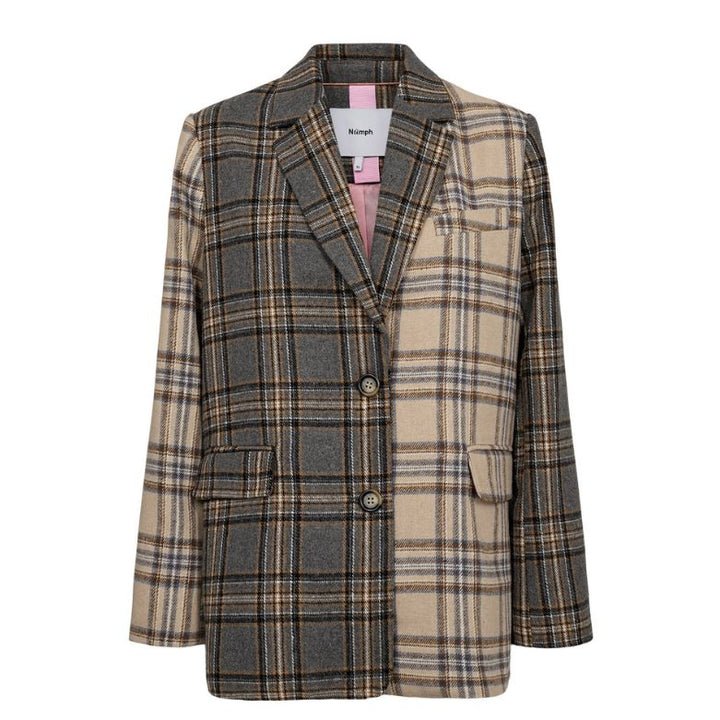 NÜMPH - BLAZER - CHECK - 707160 - 0517 - MEDIUM GREY MELANGE