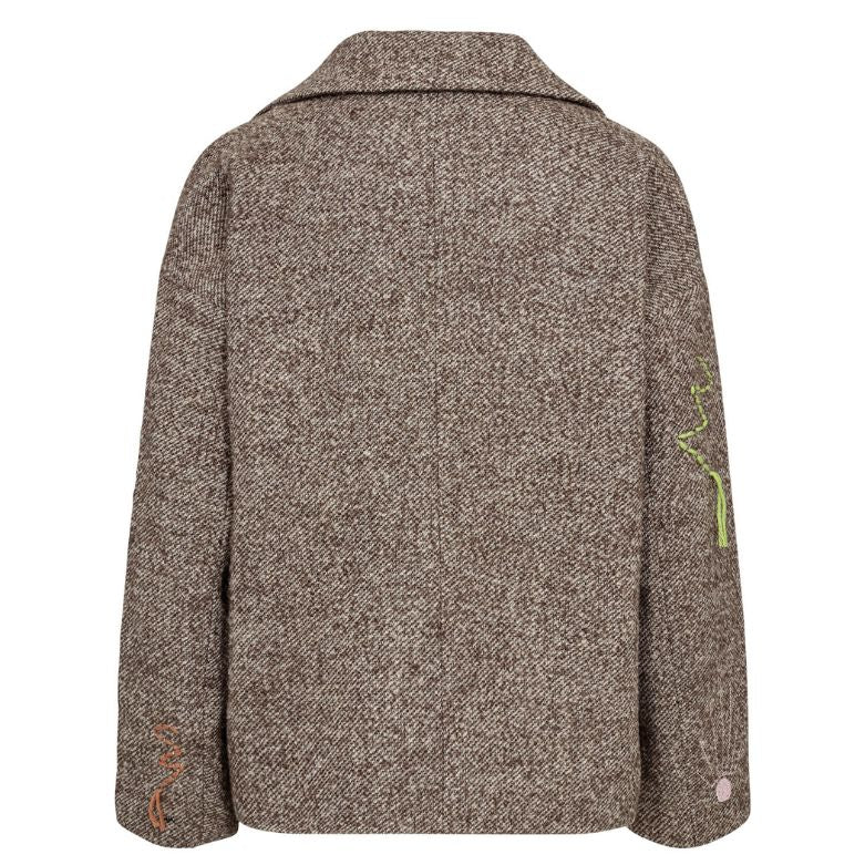 NÜMPH - FRAKKE - RAVINA EMBROIDERYD 706904 - DARK EARTH