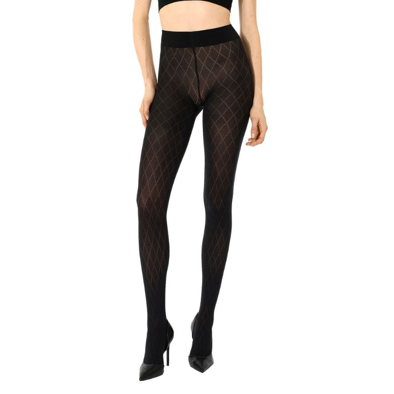 WOLFORD - STRØMPEBUKSER - COTTON DIAMOND 15046 - BLACK