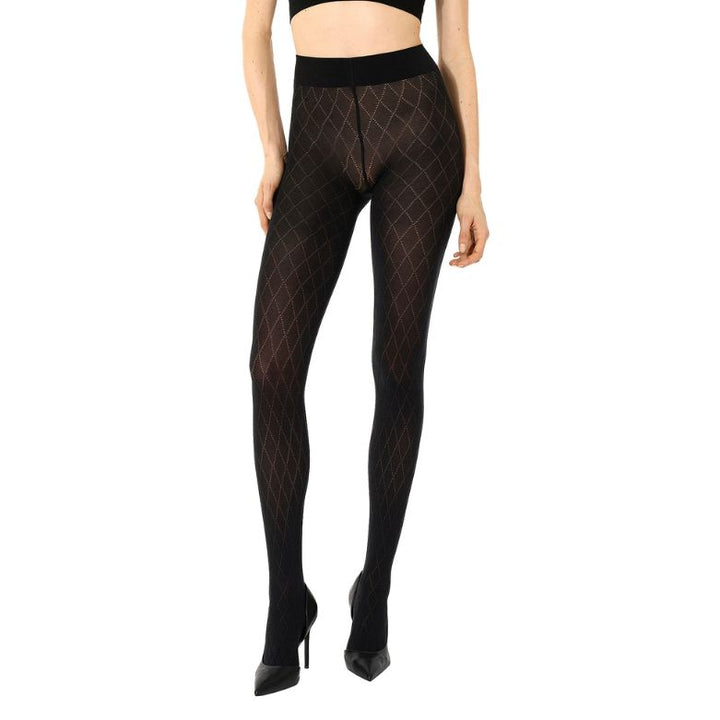 WOLFORD - STRØMPEBUKSER - COTTON DIAMOND 15046 - BLACK