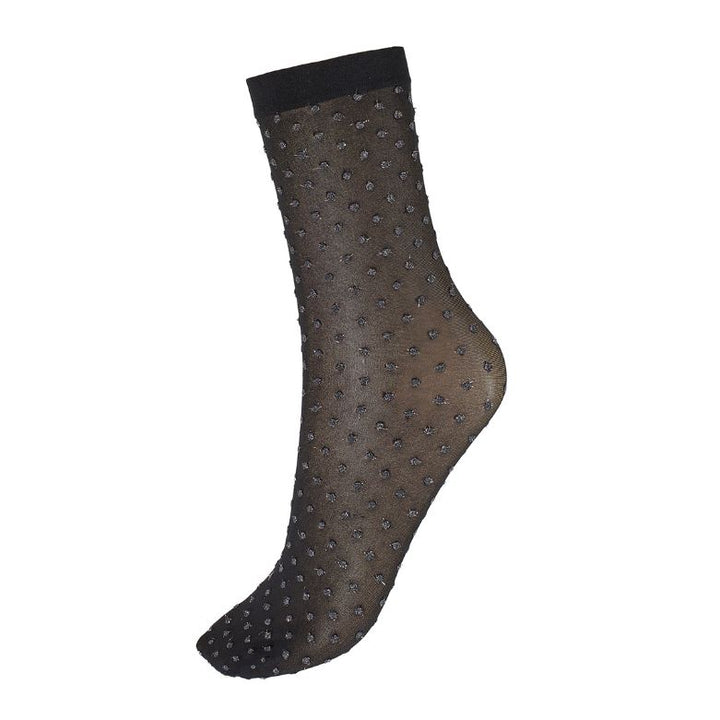 WOLFORD - STRØMPE - SHIMMER DOT 48119 - BLACK/SILVER