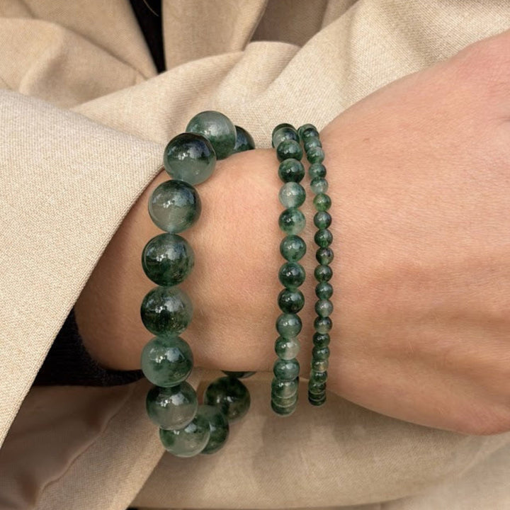 SOÏ -  KRYSTAL ARMBÅND - GREEN MOSS AGATE 6 MM.