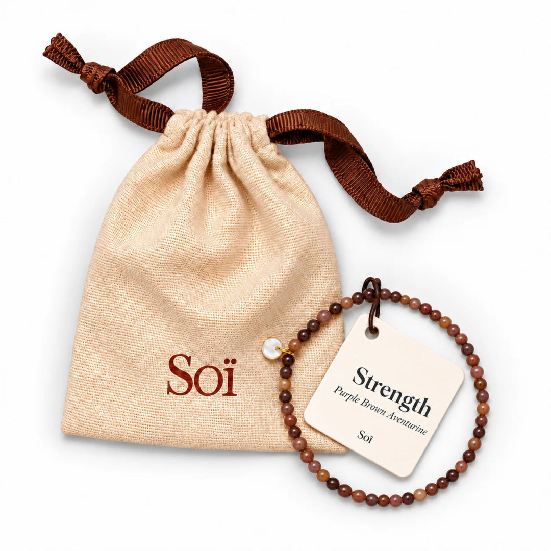 SOÏ - KRYSTAL ARMBÅND - LILLA BRUN AVENTURIN 4 MM.
