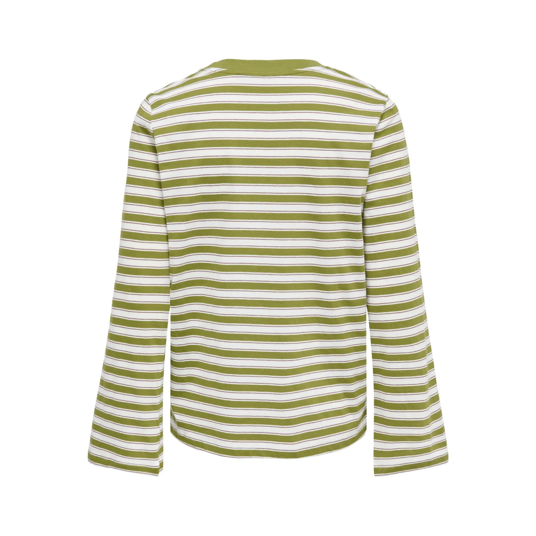 ONLY - BLUSE - LUNA HAPPY 15388390 - AVOCADO STRIPES/POTTING SOIL/CLOUD DANCER