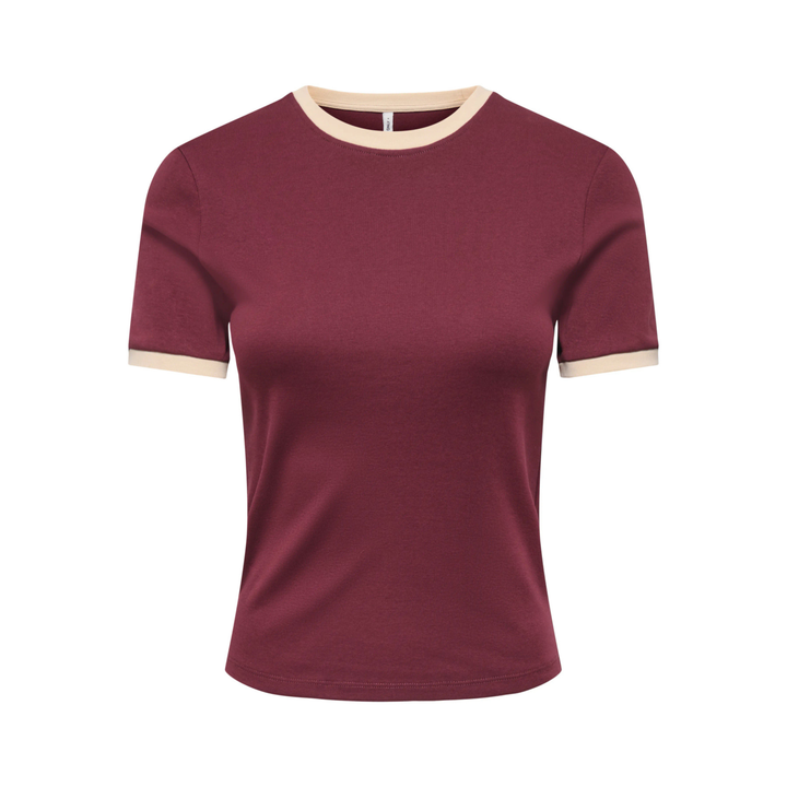ONLY - T-SHIRT - BINA 15390610 - WINDSOR WINE/BISCOTFI CONTRAST