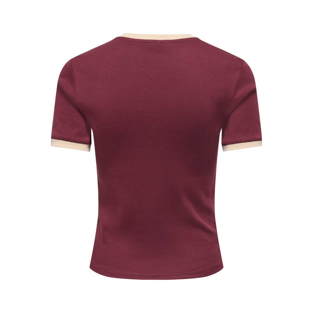 ONLY - T-SHIRT - BINA 15390610 - WINDSOR WINE/BISCOTFI CONTRAST