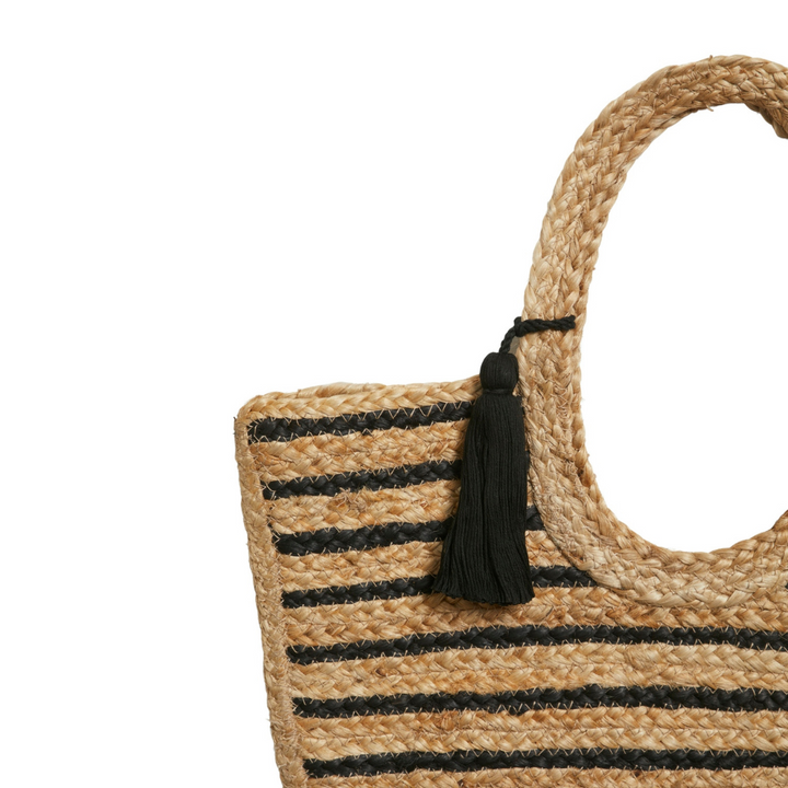 VILA - JUTE BAG - MARIAH 14094547 - NATURE/BLACK STRIPES