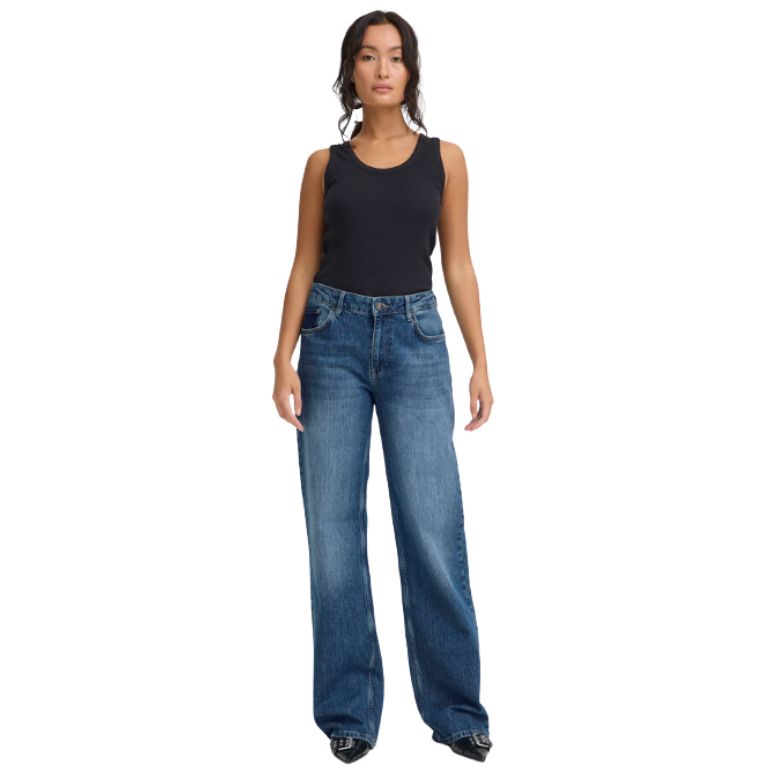 PULZ - JEANS - VEGA WIDE LEG 50207173 - MEDIUM BLUE DENIM