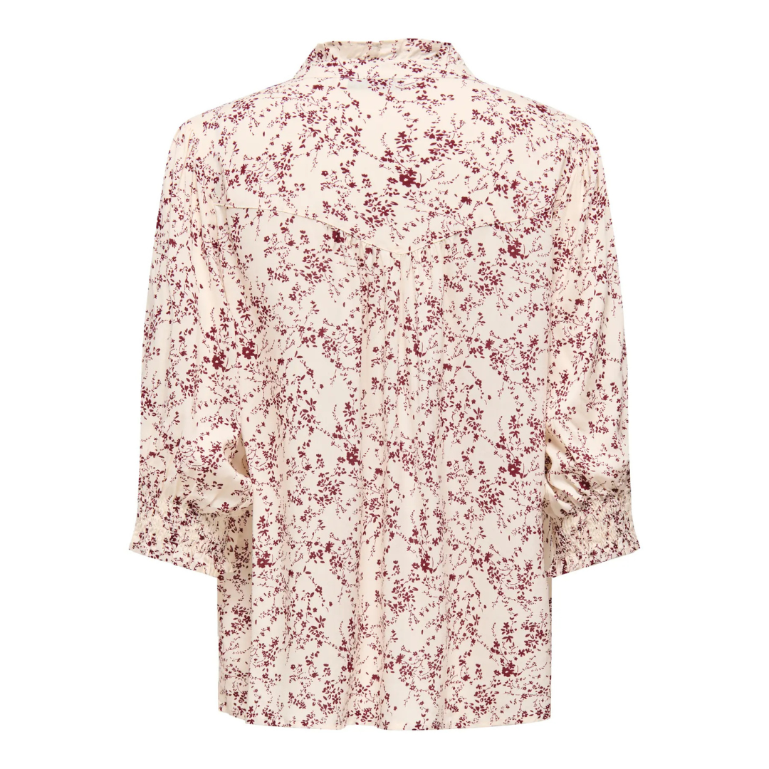 ONLY - SKJORTE - RAYA 15332997 - EGRET/ZINFANDEL FLOWERS