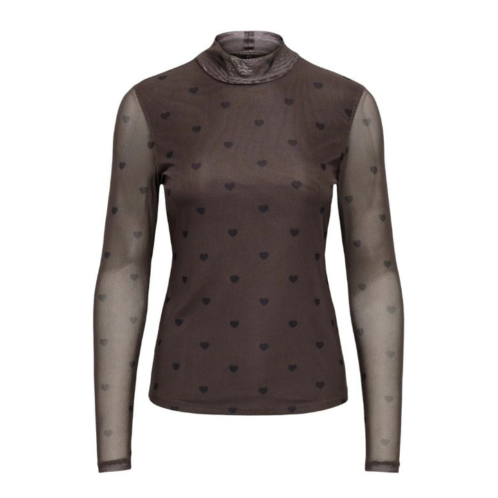 ONLY - MESHBLUSE - ERICA LIFE - 15141298 - COFFEE BEAN BLACK HEART