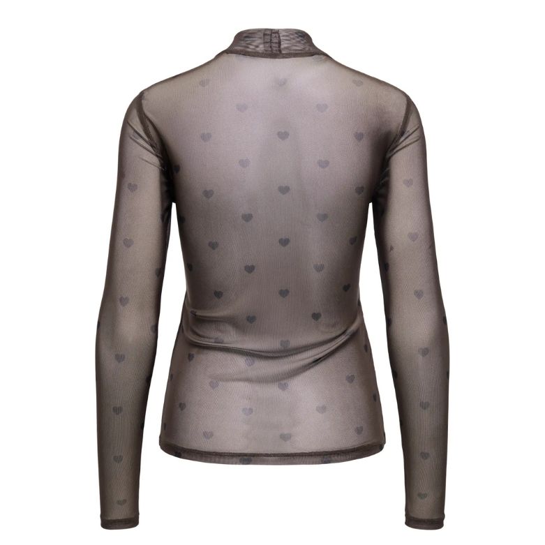 ONLY - MESHBLUSE - ERICA LIFE - 15141298 - COFFEE BEAN BLACK HEART