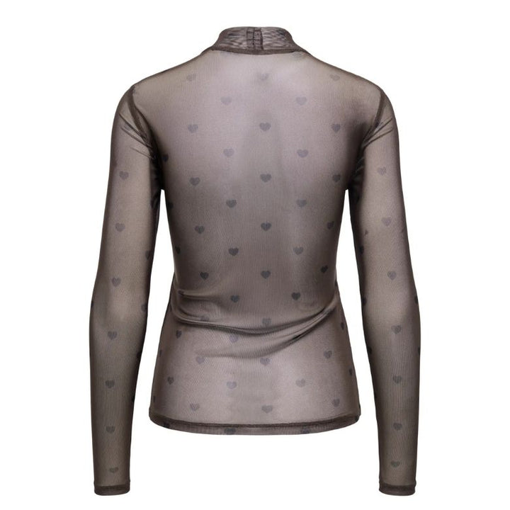 ONLY - MESHBLUSE - ERICA LIFE - 15141298 - COFFEE BEAN BLACK HEART