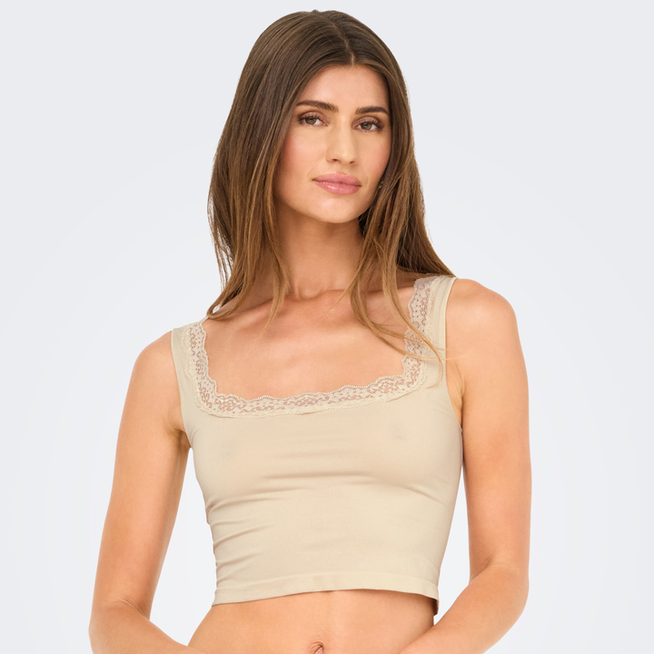 ONLY - TOP - VICKY LACE 15354408 - PEACH TAFFY