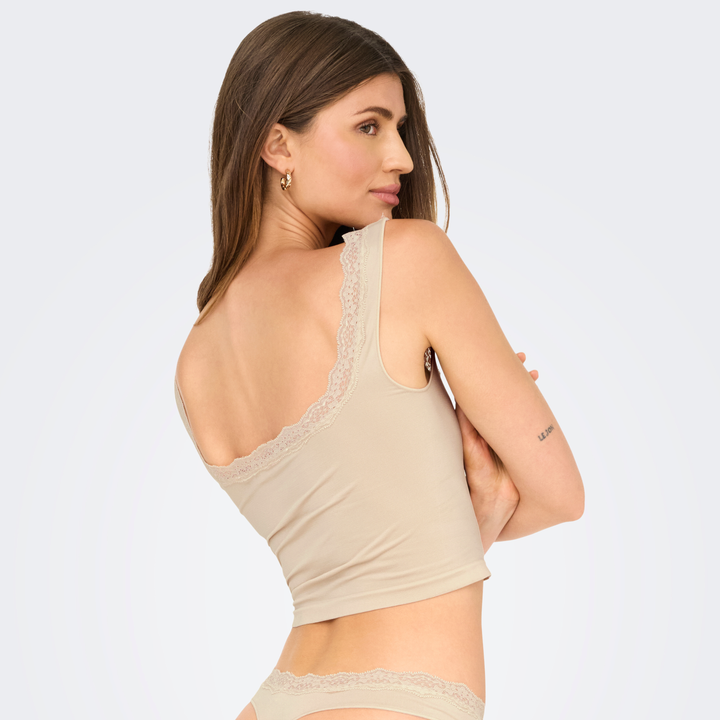 ONLY - TOP - VICKY LACE 15354408 - PEACH TAFFY