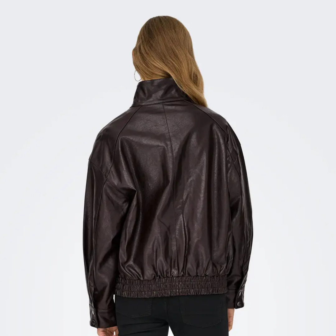 ONLY - BOMBERJAKKE - JULIA FAUX LEATHER 15373024 - CHOCOLATE TORTE