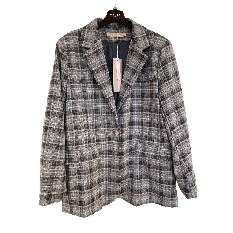 MARTA DU CHATEAU - BLAZER - CHARM 15502 CHECK - GREY