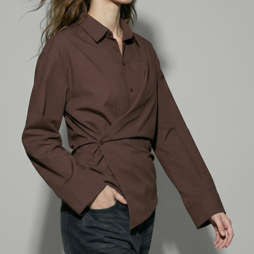 ONLY HYPEDROP - SKJORTE - IRIS ASYMMETRIC 32000806 - DEEP MAHOGANY
