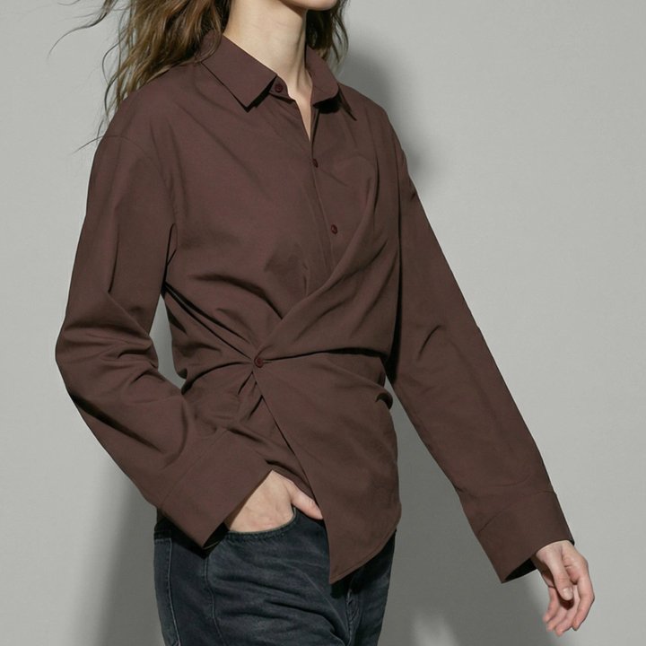 ONLY HYPEDROP - SKJORTE - IRIS ASYMMETRIC 32000806 - DEEP MAHOGANY