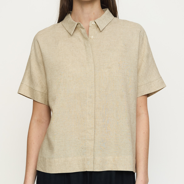 SOFT REBELS - SKJORTE - YINDI SR326-708 - ECRU MELANGE