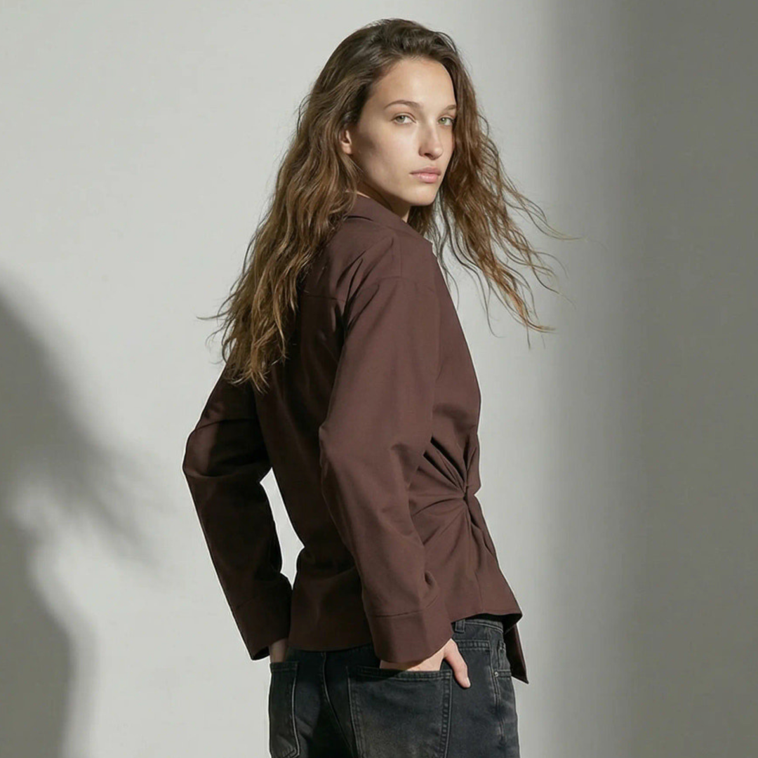 ONLY HYPEDROP - SKJORTE - IRIS ASYMMETRIC 32000806 - DEEP MAHOGANY