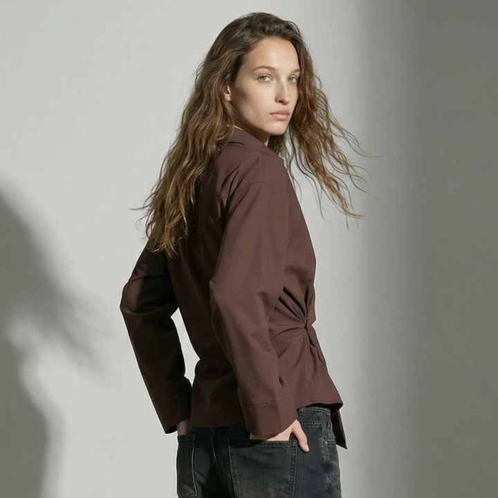 ONLY HYPEDROP - SKJORTE - IRIS ASYMMETRIC 32000806 - DEEP MAHOGANY
