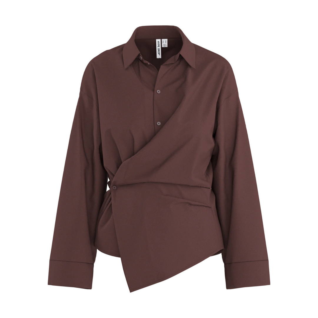 ONLY HYPEDROP - SKJORTE - IRIS ASYMMETRIC 32000806 - DEEP MAHOGANY