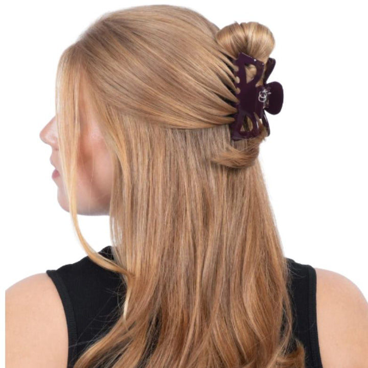 SUI AVA - HÅRKLEMME - BOW PIERCED SESAME BIG - BURGUNDY