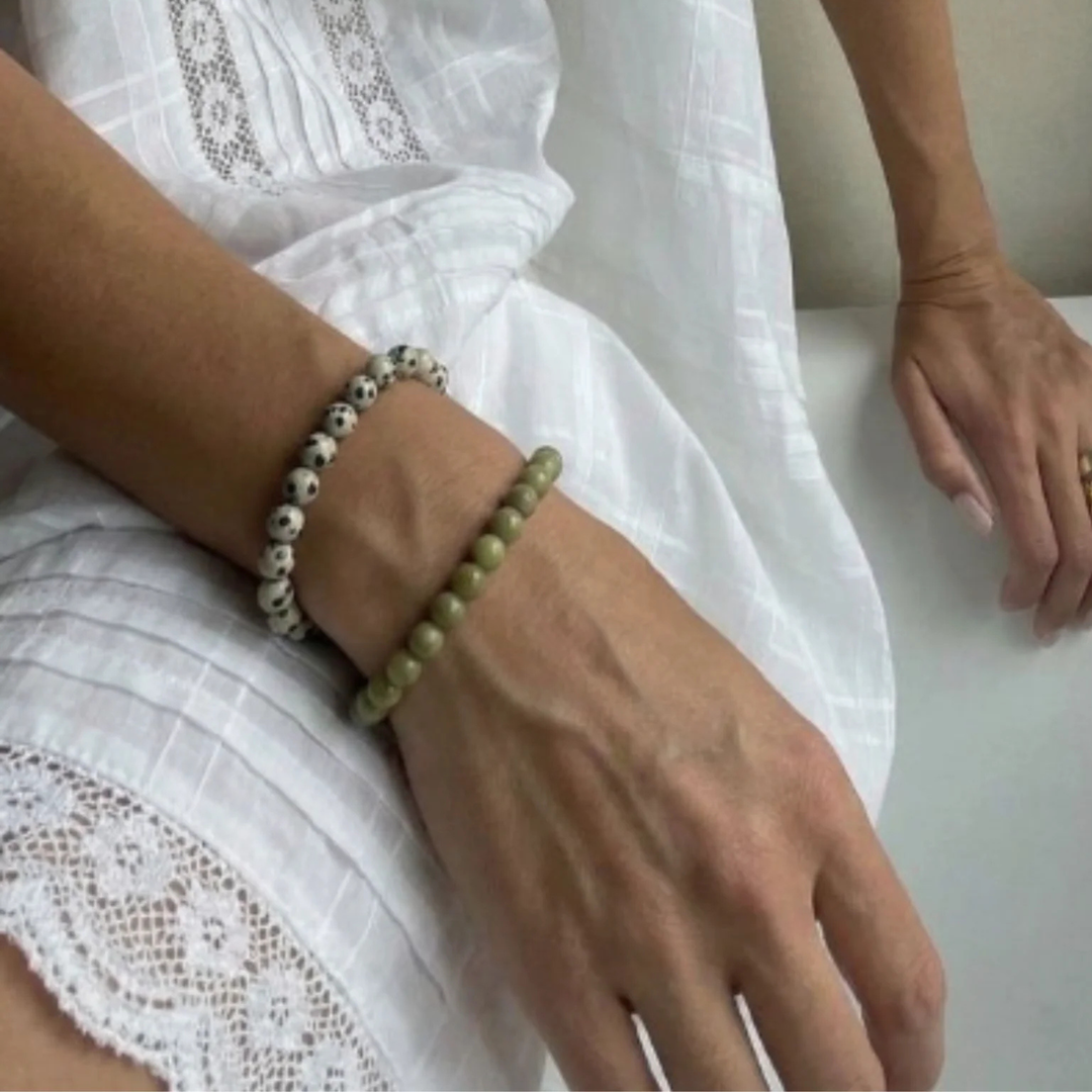 SOÏ -  KRYSTAL ARMBÅND - GRØN ALASHAN AGAT 6 MM.