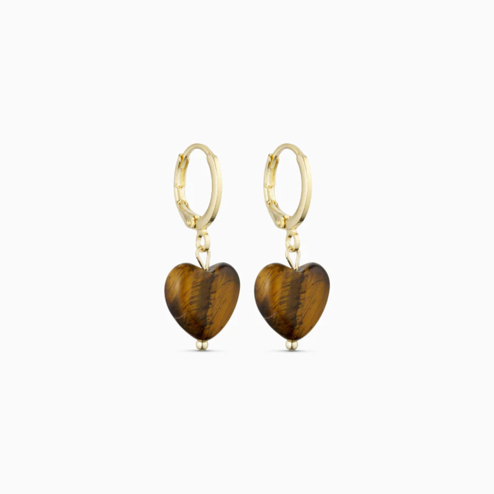SOÏ - ØRERINGE - ALMA - TIGER EYE HJERTE