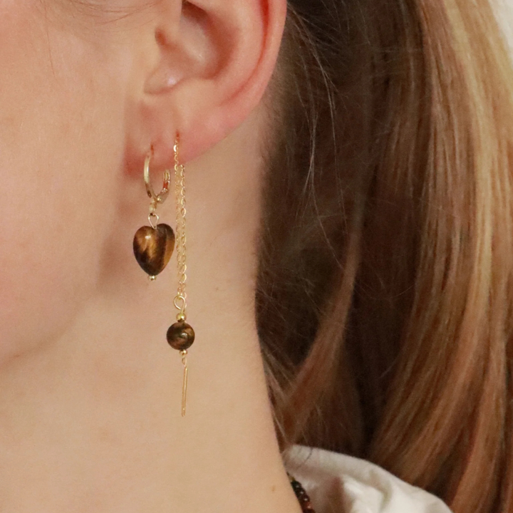 SOÏ - ØRERINGE - ALMA - TIGER EYE HJERTE