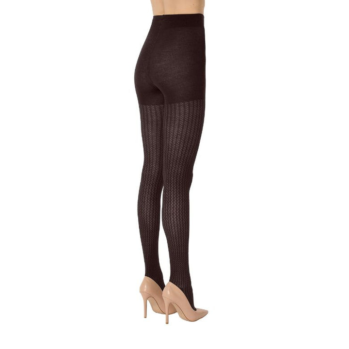 WOLFORD - STRØMPEBUKSER - MERINO NET EFFECTS 11343 - DARK WOOD