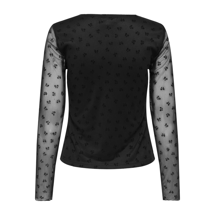 ONLY - TOP - SIENA 15362924 - BLACK FLOCK BOWS