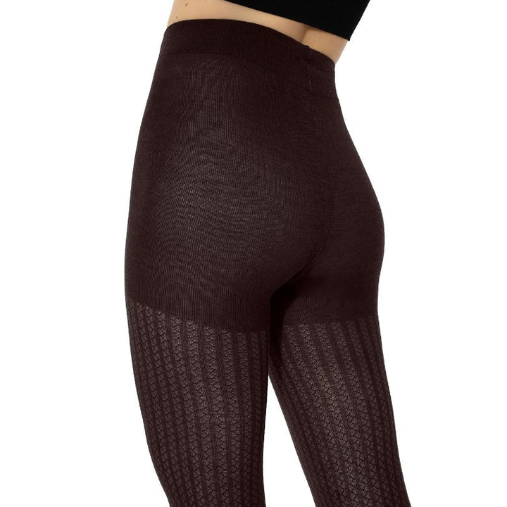 WOLFORD - STRØMPEBUKSER - MERINO NET EFFECTS 11343 - DARK WOOD