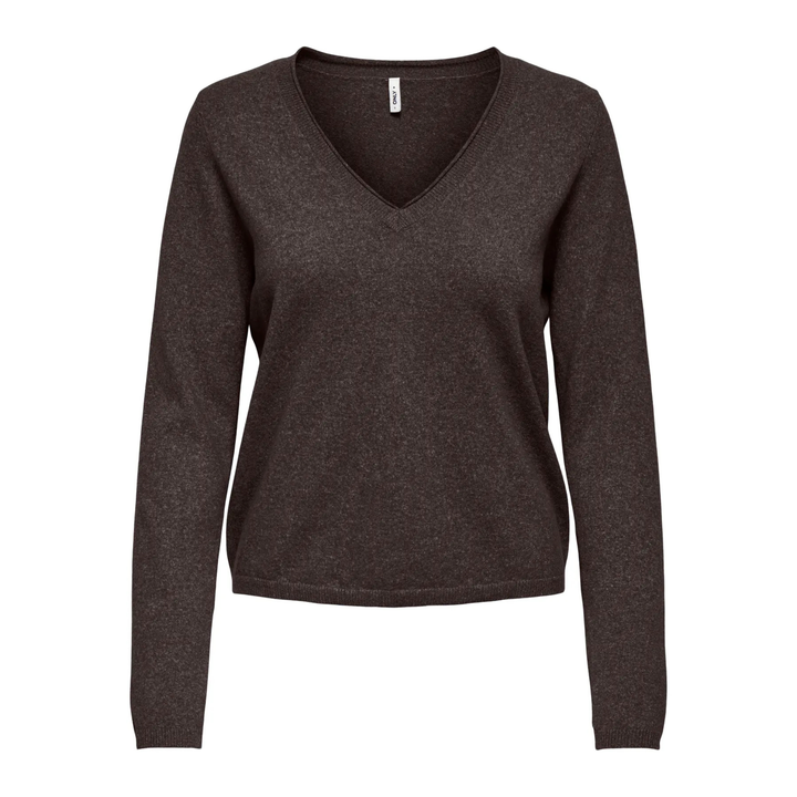 ONLY - STRIK - LOYAL V-NECK 15368957 - CHOCOLATE TORTE MELANGE