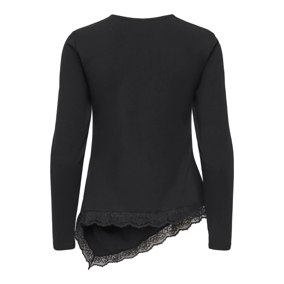ONLY - BLUSE - LIVE LOVE RUCHING 15385111 - BLACK/LACE