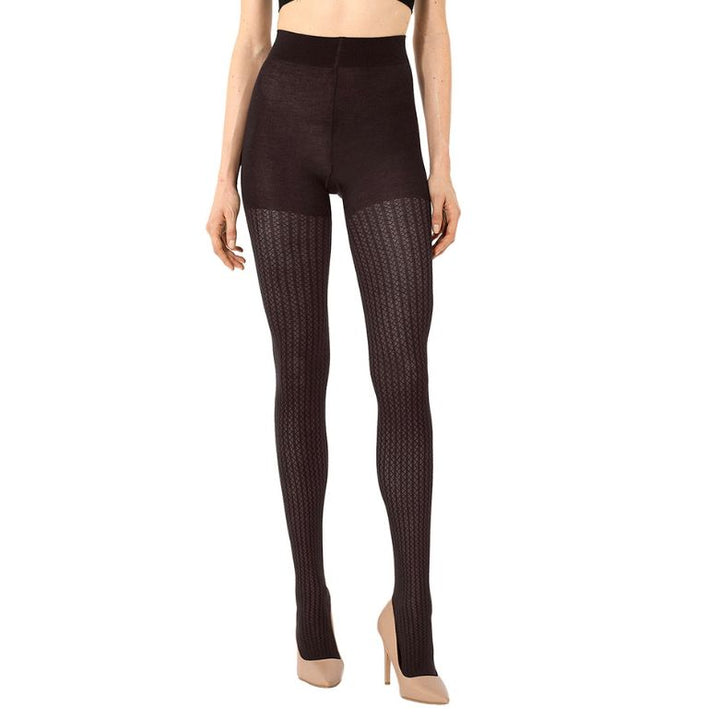 WOLFORD - STRØMPEBUKSER - MERINO NET EFFECTS 11343 - DARK WOOD