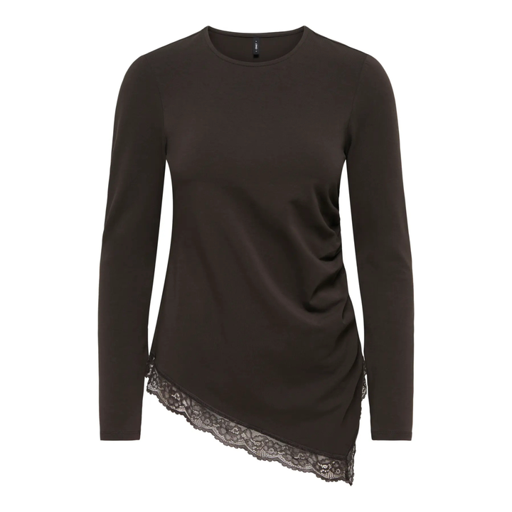 ONLY - BLUSE - LIVE LOVE RUCHING 15385111 - CHOCOLATE TORTE/LACE