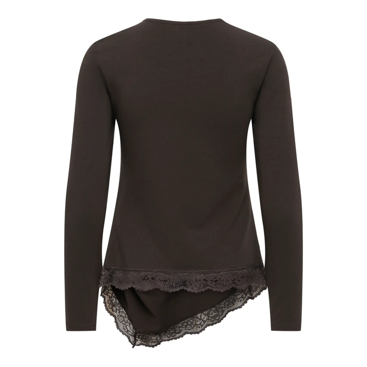 ONLY - BLUSE - LIVE LOVE RUCHING 15385111 - CHOCOLATE TORTE/LACE