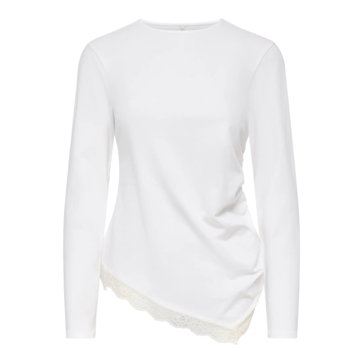 ONLY - BLUSE - LIVE LOVE RUCHING 15385111 - CLOUD DANCER/LACE