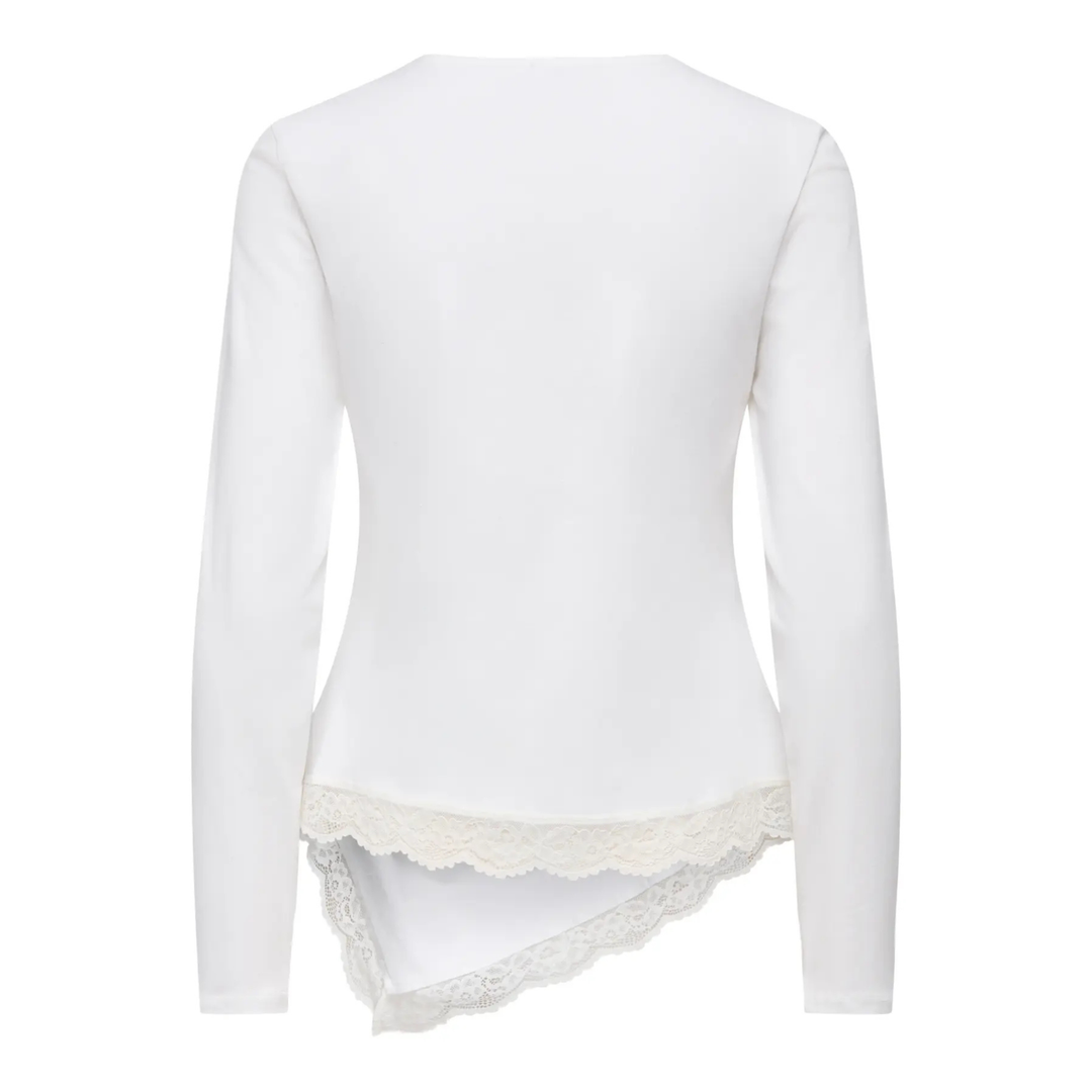 ONLY - BLUSE - LIVE LOVE RUCHING 15385111 - CLOUD DANCER/LACE