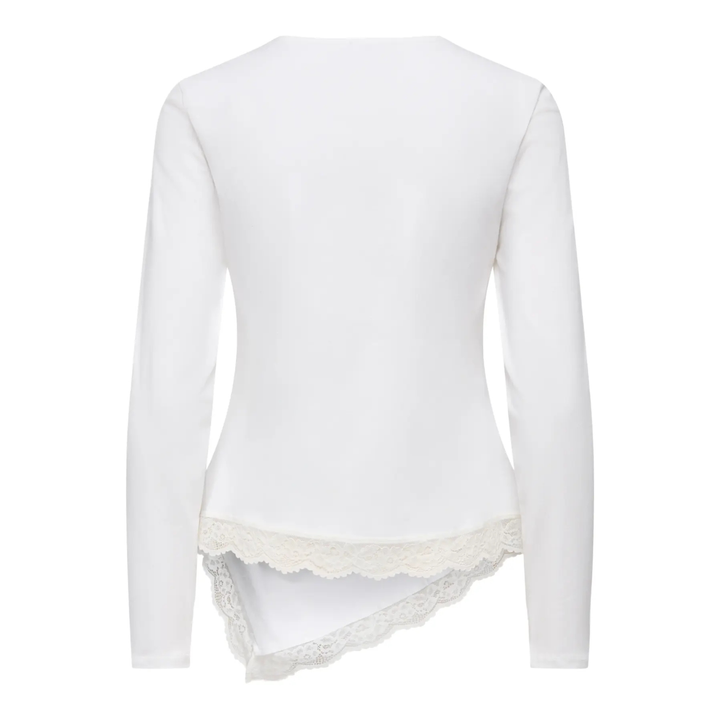 ONLY - BLUSE - LIVE LOVE RUCHING 15385111 - CLOUD DANCER/LACE