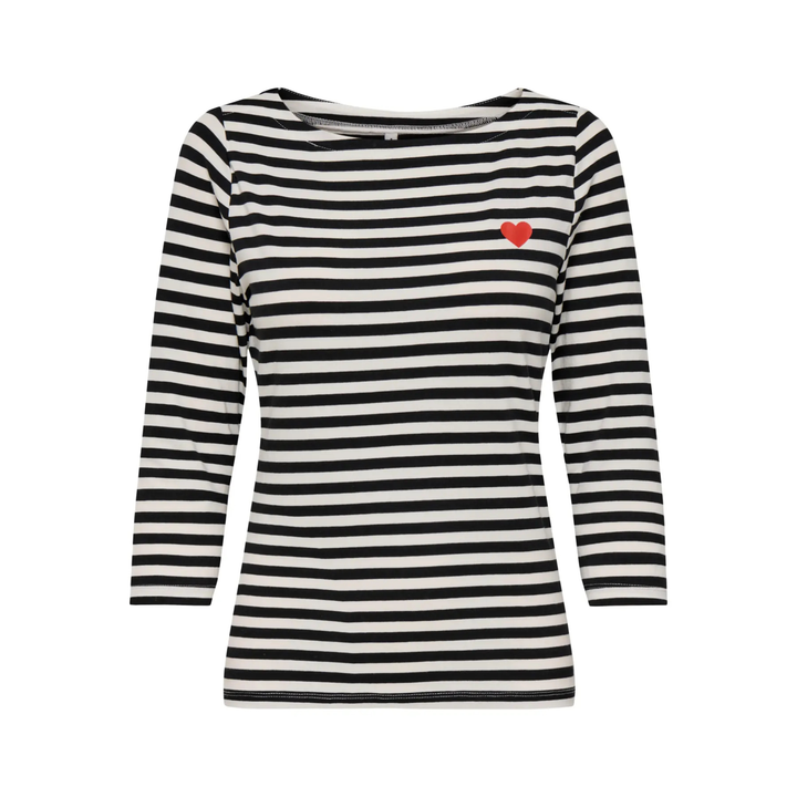 ONLY - BLUSE - FIFI 15378013 - CLOUD DANCER/BLACK W. HEART